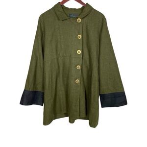Peacock Ways Women's Linen Full Button Front Jacket
